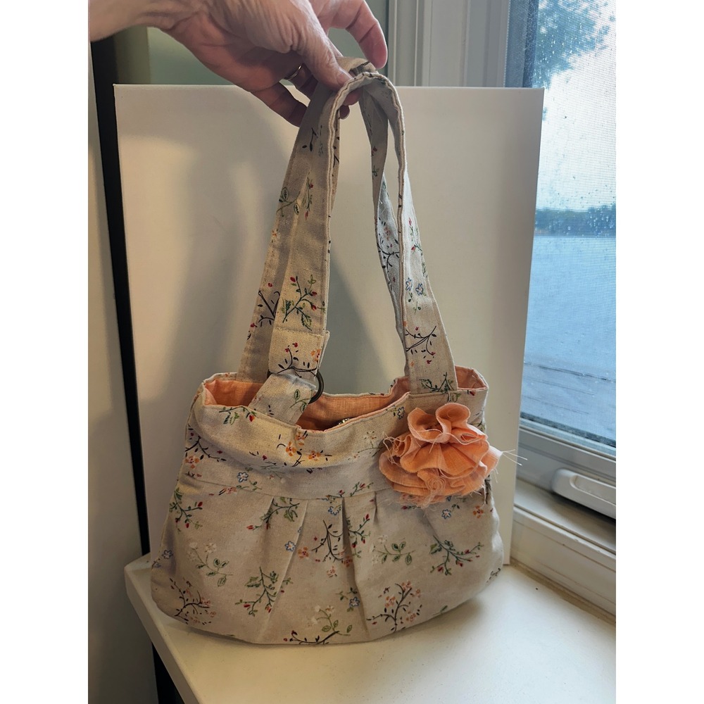 Thats Sew Sarah Floral Linen Look Shoulder Bag Peach Floral Purse cottagcore